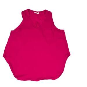 Lush Blouse V-Neck Curvy‎ Hem Sleeveless Tank Top Casual Pink Women's Medium
